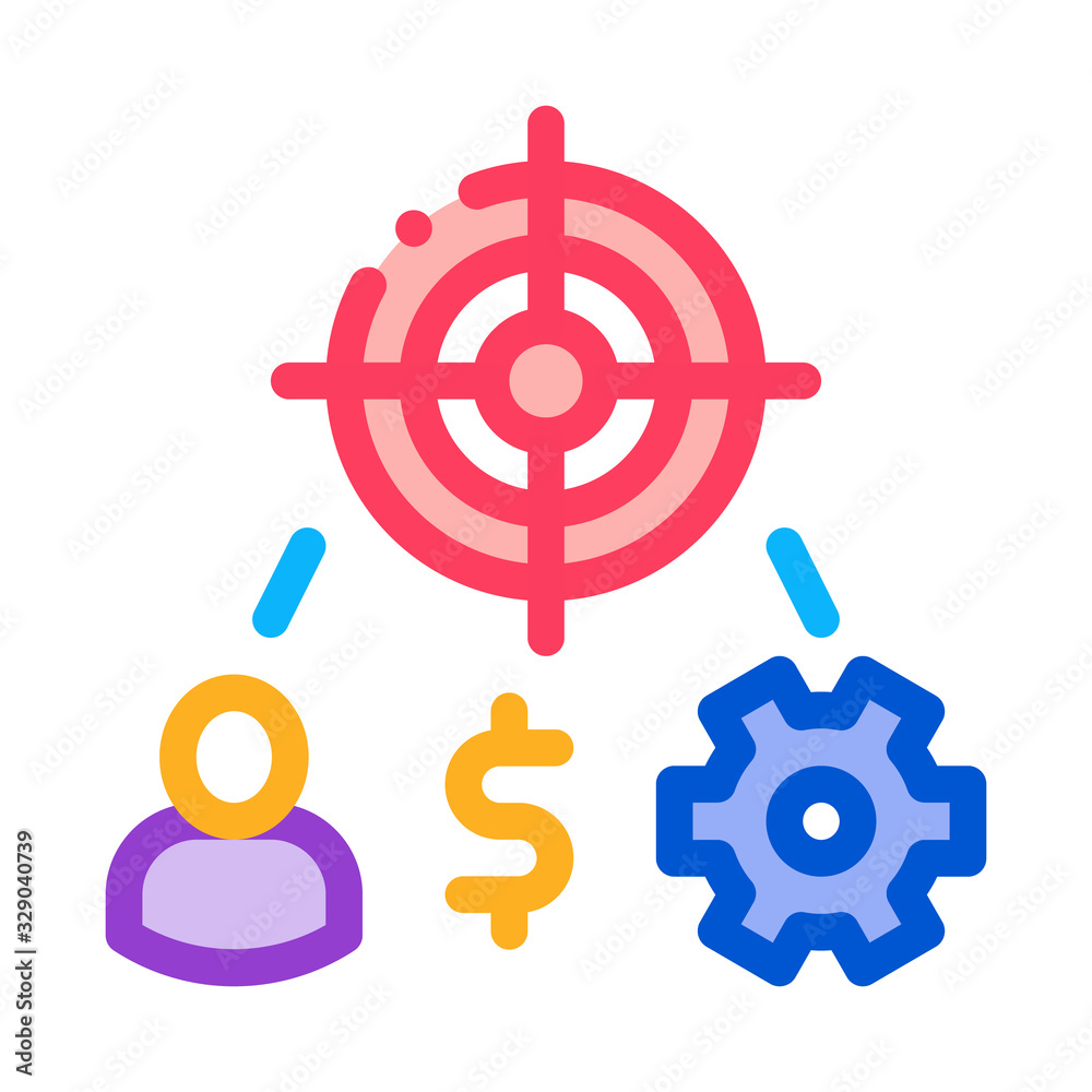 Man Target Money Icon Vector. Outline Man Target Money Sign. Color Isolated Contour Symbol Illustration Man Target Money Icon Vector. Outline Man Target Money Sign. Color Isolated Contour Symbol Illustration