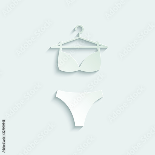 paper  underwear icon on the hanger. clothes icon. Bra,  underthings icon.  