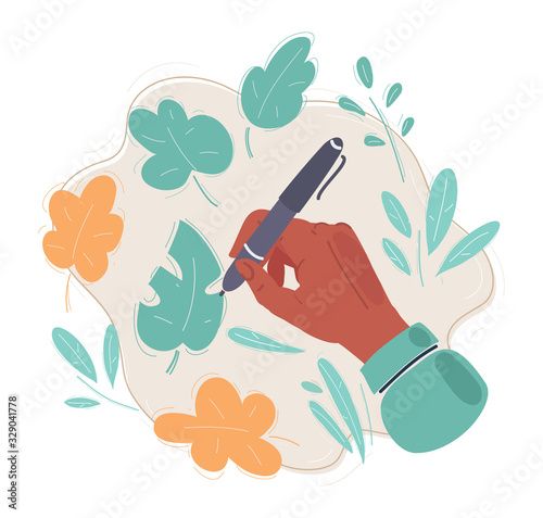 Vecor illustration of hand with pan drawing.