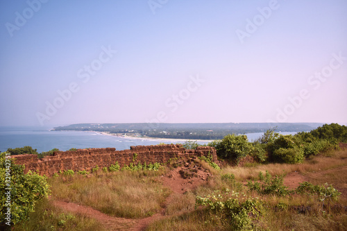 side wall of chapora fort in goa just beside a ocean