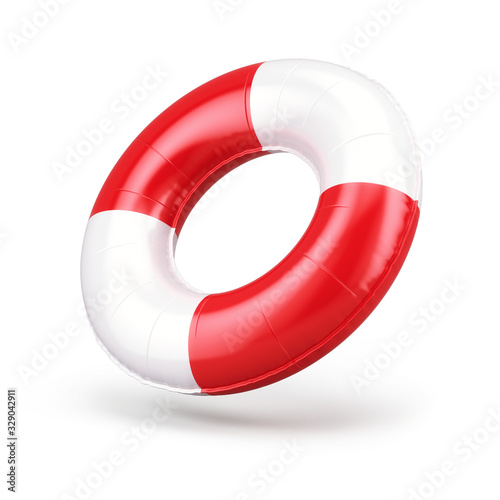 Blank swim ring isolated on white, 3d rendering. Summer inflatable lifebuoy - round swimming ring. 3d rendering