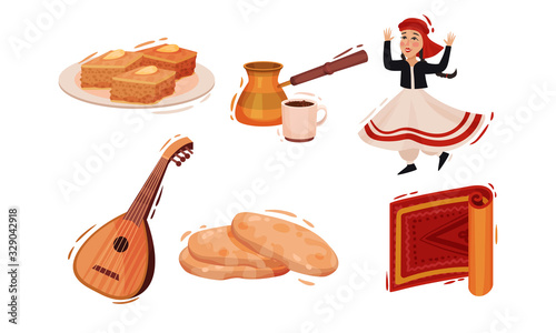 Travel to Turkey. Symbols and Famous Landmarks of Turkey Vector Set
