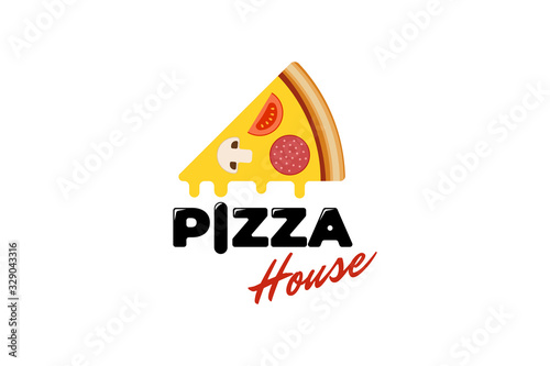 Pizza house company branding creative symbol design template for pizzeria cafe or restaurant. Vector colorful badge
