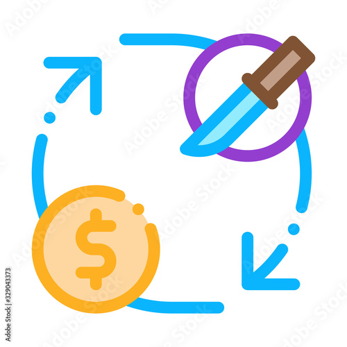 Knife Selling Icon Vector. Outline Knife Selling Sign. Color Isolated Contour Symbol Illustration