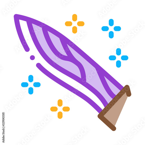 Sparkling Knife Icon Vector. Outline Sparkling Knife Sign. Color Isolated Contour Symbol Illustration