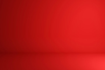Blank red display on vivid summer background with minimal style. Blank stand for showing product. 3D rendering.