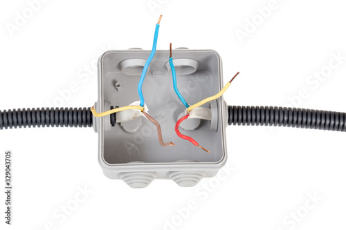 Photography Outward wire mounting plastic box for comutation purposes