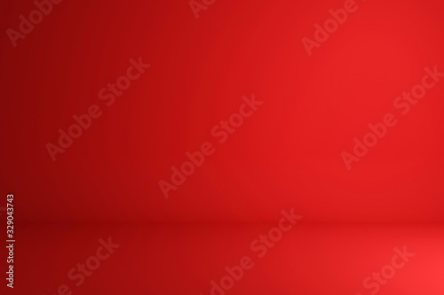 Blank red display on vivid summer background with minimal style. Blank stand for showing product. 3D rendering.