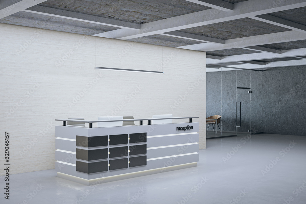 Office corridor with reception table. Office corridor with reception table.