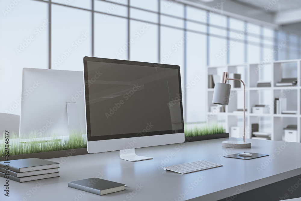 Contemporary workplace with computer