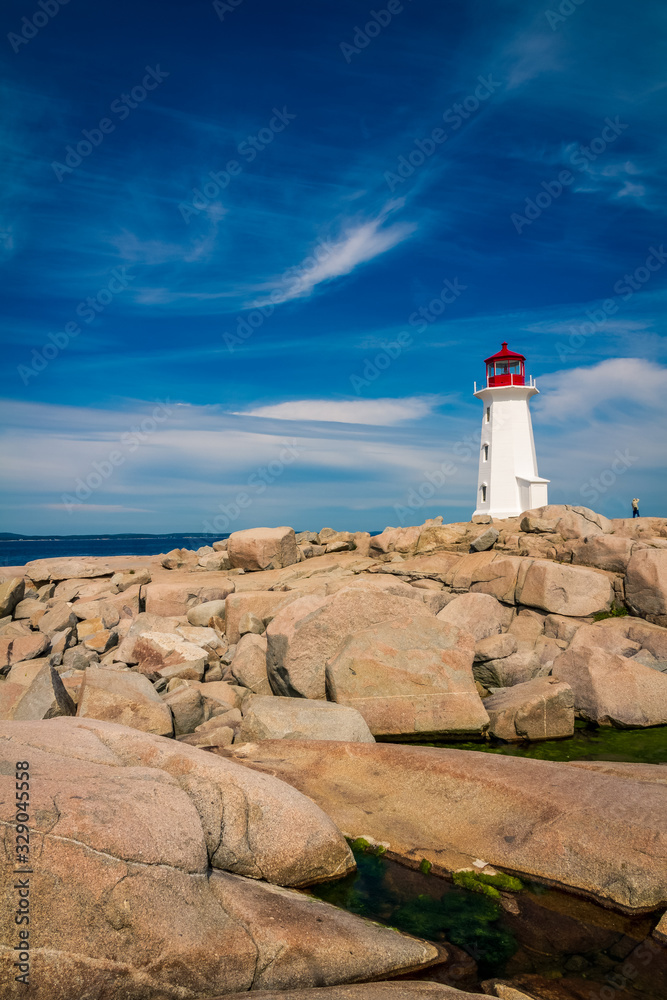 Beautiful Peggy's Cove on the coastline of Nova Scotia Canada on a fine August afternoon.