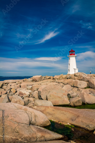 Beautiful Peggy's Cove on the coastline of Nova Scotia Canada on a fine August afternoon.