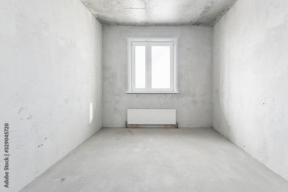 interior of the apartment without decoration in gray colors