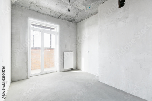 interior of the apartment without decoration in gray colors