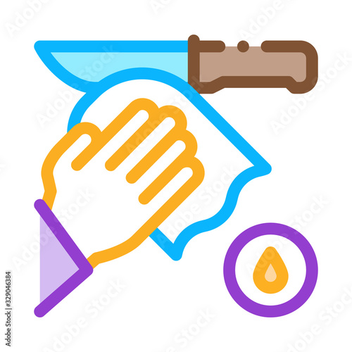 Knife Cleaning Icon Vector. Outline Knife Cleaning Sign. Color Isolated Contour Symbol Illustration