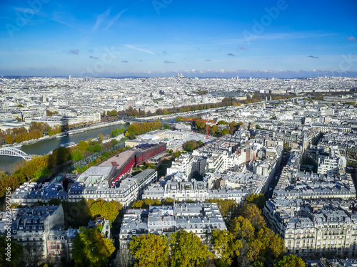 Fototapeta Naklejka Na Ścianę i Meble -  Aerial city view of Paris from Eiffel Tower, France