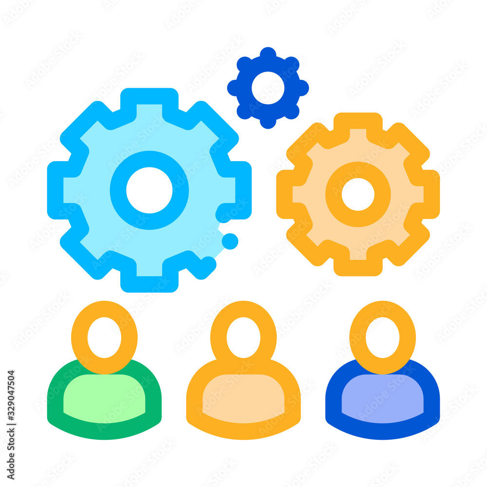 Teamwork Gear Icon Vector. Outline Teamwork Gear Sign. Color Isolated Contour Symbol Illustration Teamwork Gear Icon Vector. Outline Teamwork Gear Sign. Color Isolated Contour Symbol Illustration