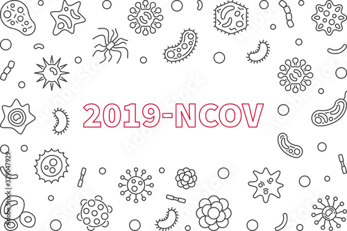 2019-NCOV outline minimal frame. Vector Virus in China concept illustration