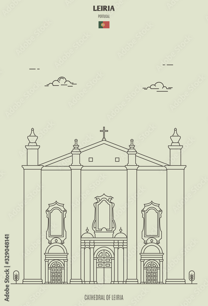 Cathedral of Leiria, Portugal. Landmark icon