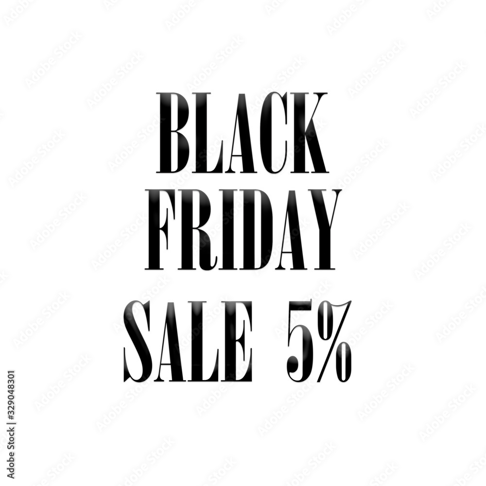 Black friday sale 5% isolated on white background