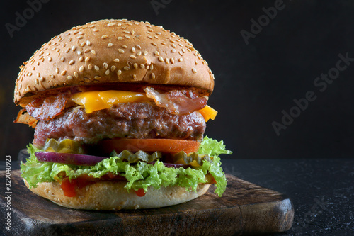Burger on a dark background