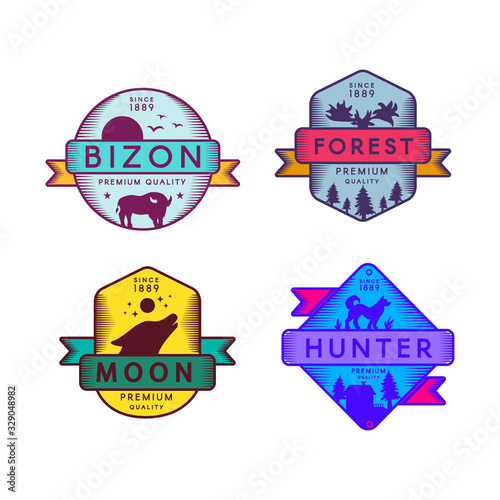 Wild Bizon and Hunter, Moon and Forest Set Logo