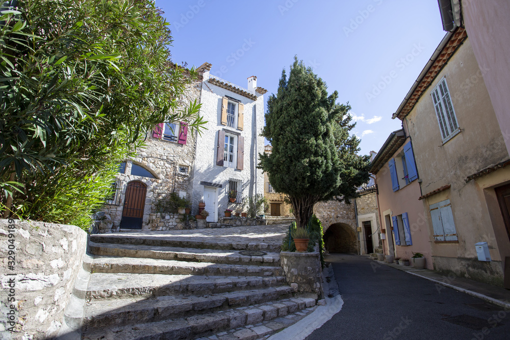 A street in the medieval village of Cabris on the French riviera.