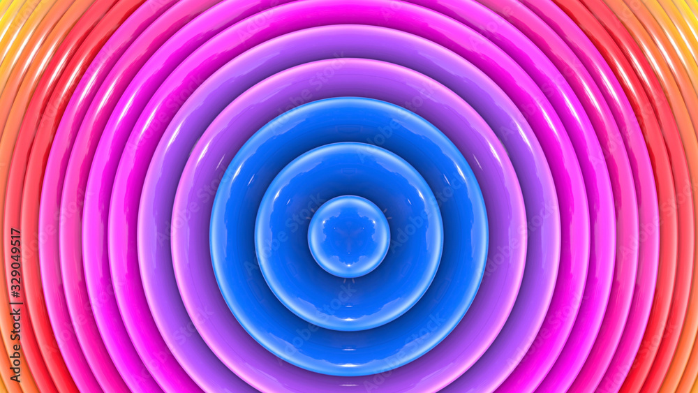 3d render rainbow colors background with beatiful stripes as creative backdrops with extruded simple geometry. Circles 3d render rainbow colors background with beatiful stripes as creative backdrops with extruded simple geometry. Circles