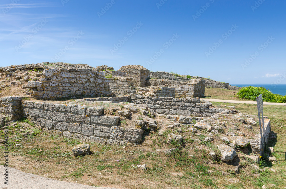Remains of the walls of the medieval city on the Kaliakra peninsula.