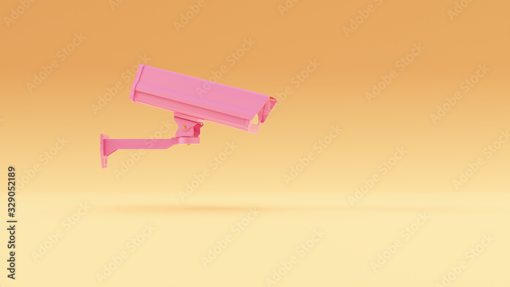 Pink and Gold Closed-Circuit Television Video Surveillance Warm Cream Background Right View Pink and Gold Closed-Circuit Television Video Surveillance Warm Cream Background Right View