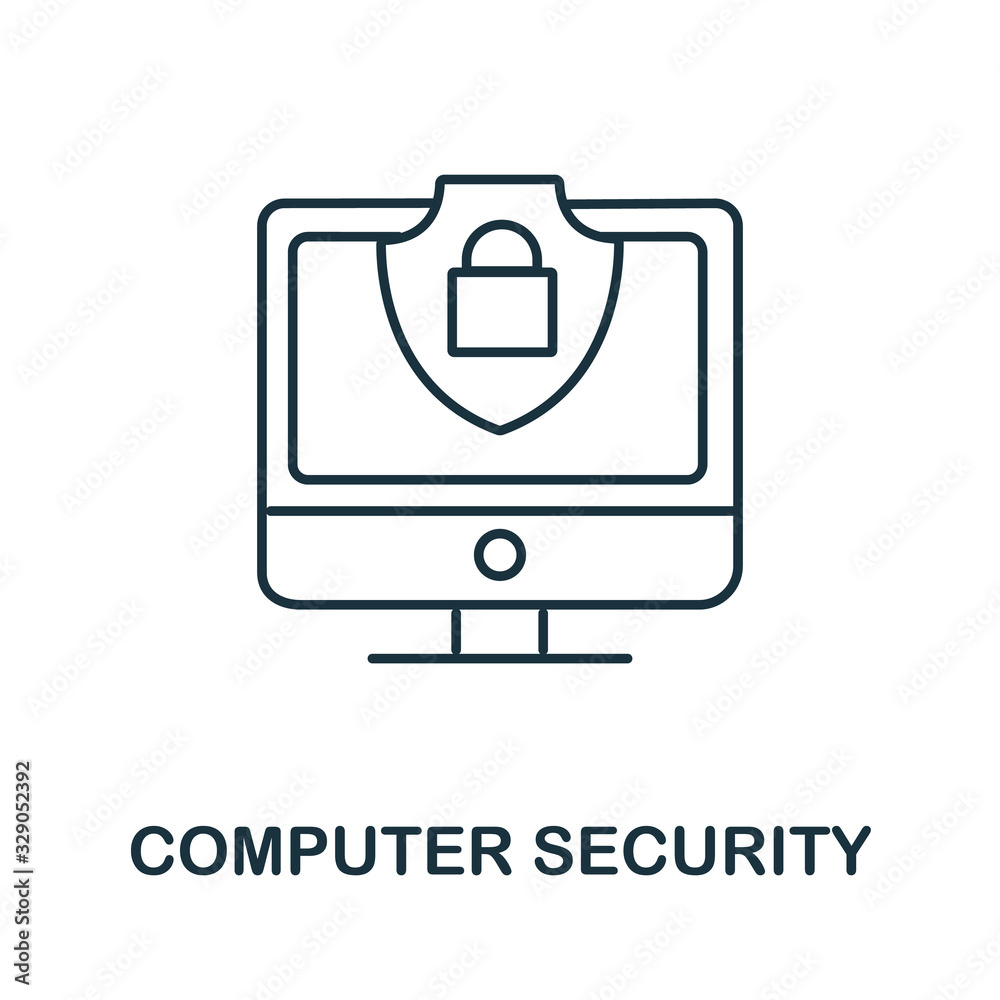 Computer Security icon from cyber security collection. Simple line Computer Security icon for templates, web design and infographics Computer Security icon from cyber security collection. Simple line Computer Security icon for templates, web design and infographics