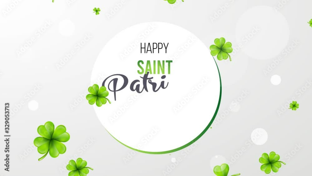Abstract clover leaf falling background. saint patricks day animation. 4k. St. Patrick's animated clovers against a bright background.