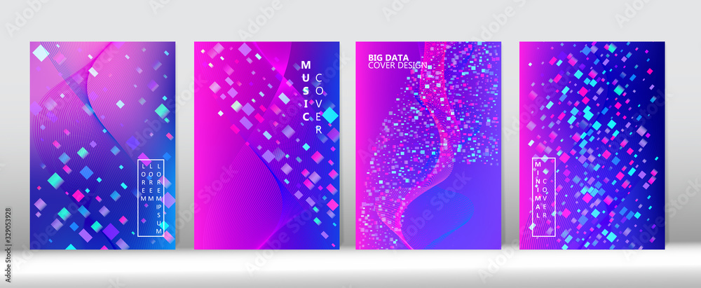 3D Liquid Shapes Minimal Cover Template. Equalizer Gradient Overlay. Abstract Geometric 