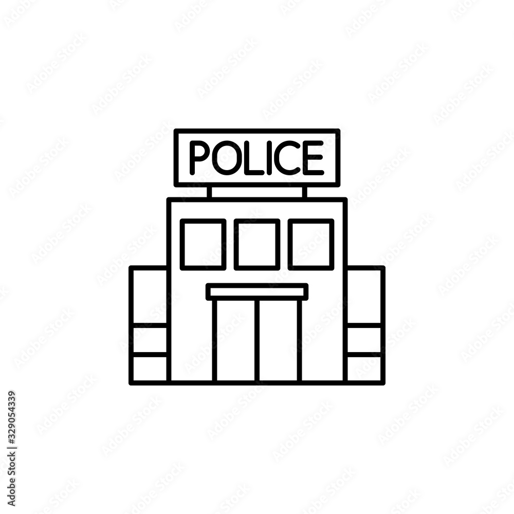 Police station, building icon. Simple line, outline vector elements of city for ui and ux, website or mobile application