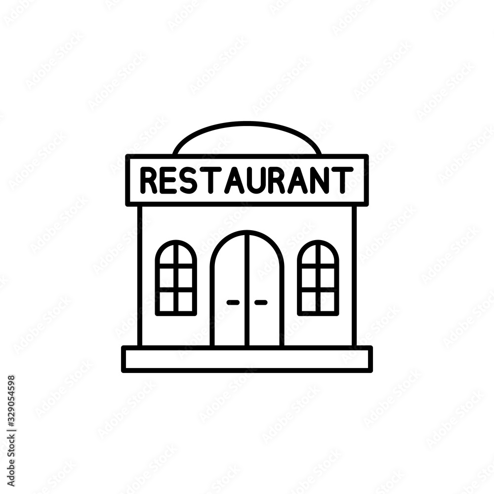 Restaurant, building icon. Simple line, outline vector elements of city for ui and ux, website or mobile application Restaurant, building icon. Simple line, outline vector elements of city for ui and ux, website or mobile application