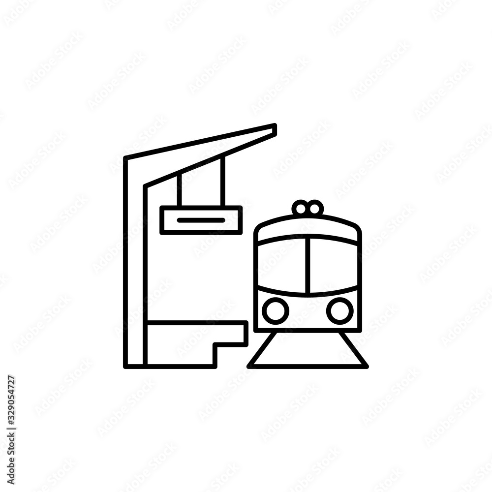 Railway station, train icon. Simple line, outline vector elements of city for ui and ux, website or mobile application Railway station, train icon. Simple line, outline vector elements of city for ui and ux, website or mobile application