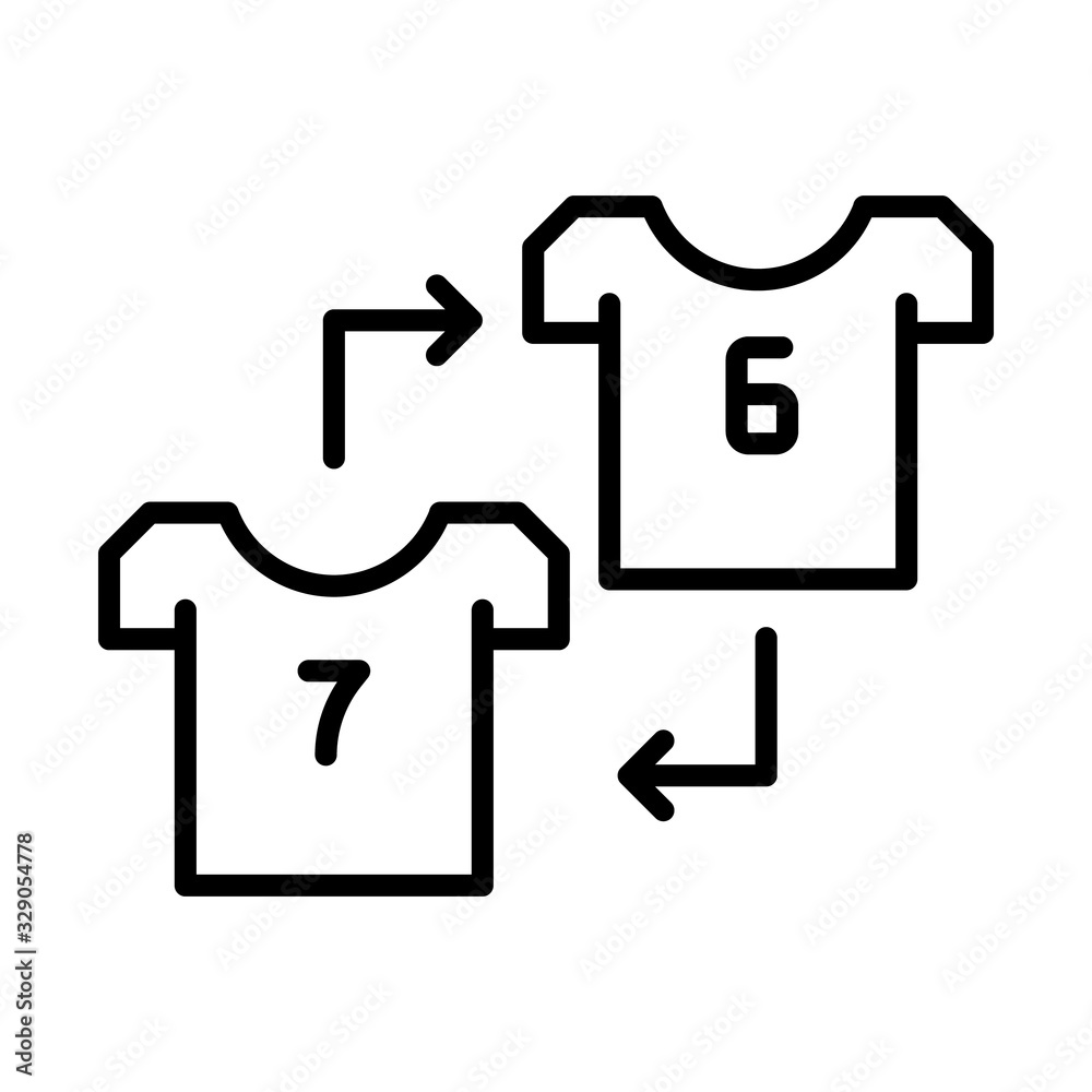 Substitution, football icon. Simple line, outline vector elements of soccer for ui and ux, website or mobile application Substitution, football icon. Simple line, outline vector elements of soccer for ui and ux, website or mobile application