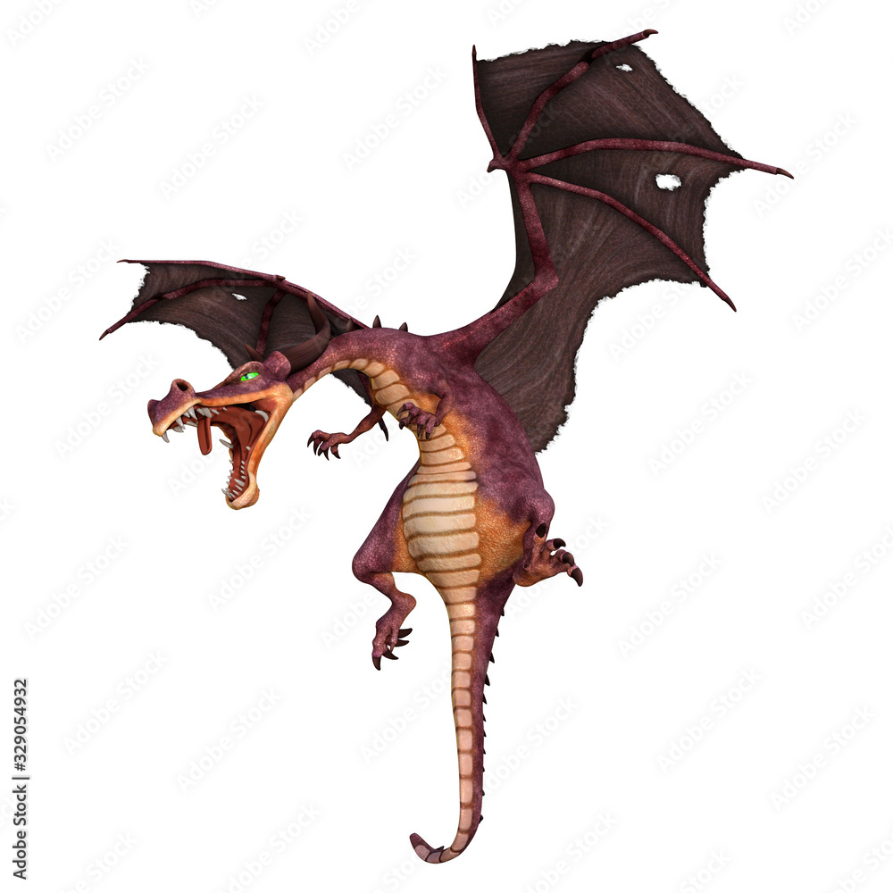 Obraz premium 3D Rendering Fairy Tale Dragon on White