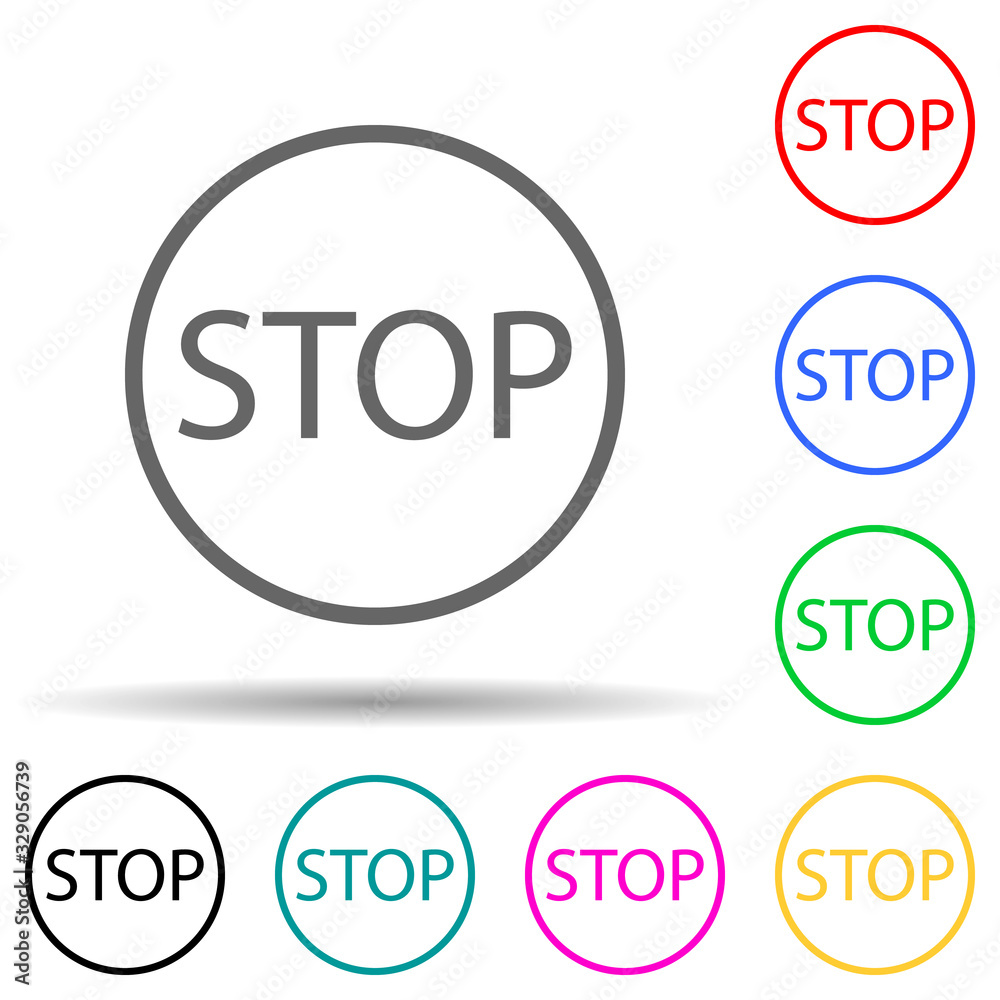 sign stop multi color style icon. Simple glyph, flat vector of warning signs icons for ui and ux, website or mobile application sign stop multi color style icon. Simple glyph, flat vector of warning signs icons for ui and ux, website or mobile application