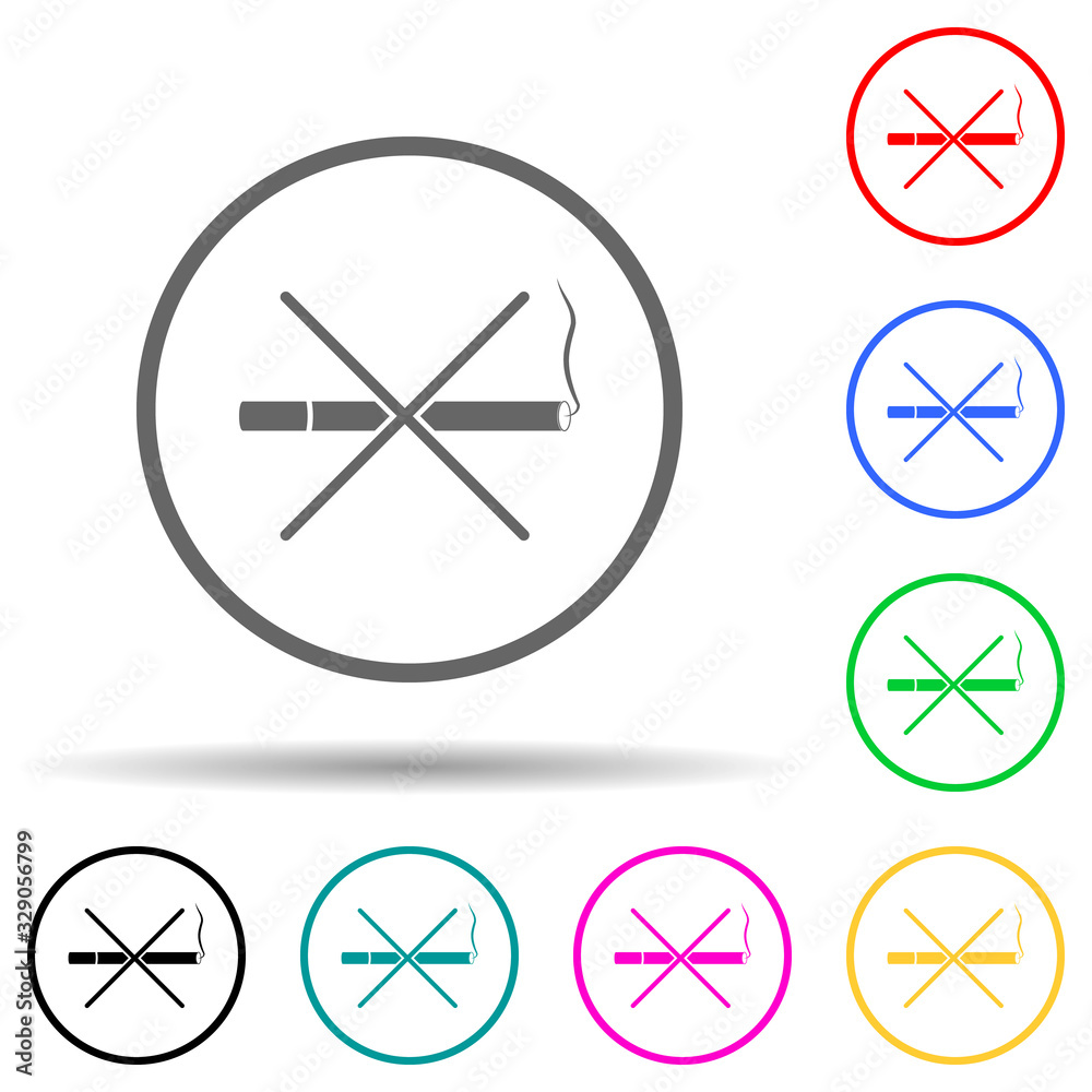 no smoking sign multi color style icon. Simple glyph, flat vector of warning signs icons for ui and ux, website or mobile application no smoking sign multi color style icon. Simple glyph, flat vector of warning signs icons for ui and ux, website or mobile application