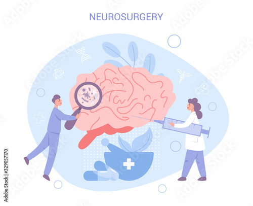 Brain research, neurology and neurosurgery concept. Doctor standing