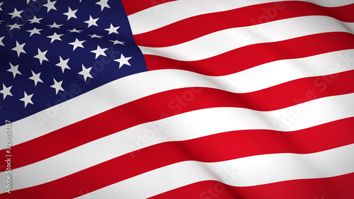 Waving USA (United States) national flag - Realistic 3D render.