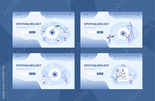 Ophthalmology clinic web banner or landing page set.