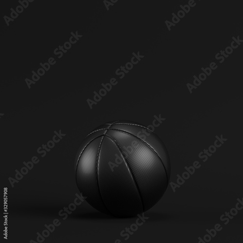 Black basketball ball on dark background. Minimalism concept. © Andrey Kudrin
