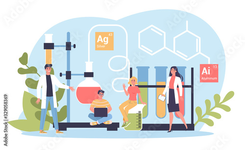 Chemistry subject concept. Scientific experiment in the laboratory.