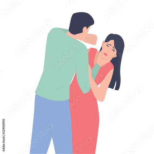 Young woman who is threatened by husband. Male character
