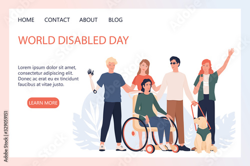 World disabled day landing page or web banner concept.