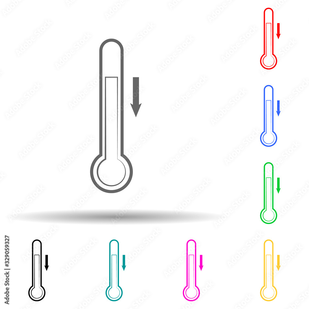 sign of reduced temperature multi color style icon. Simple thin line, outline vector of weather icons for ui and ux, website or mobile application sign of reduced temperature multi color style icon. Simple thin line, outline vector of weather icons for ui and ux, website or mobile application