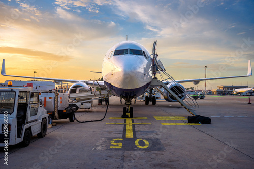 Aircraft fueling up in at the airport