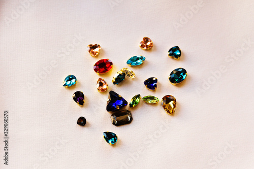 Multicolored artificial stones for jewelry.
